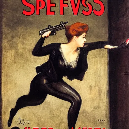 Image similar to action heroine spy by alfred stevens