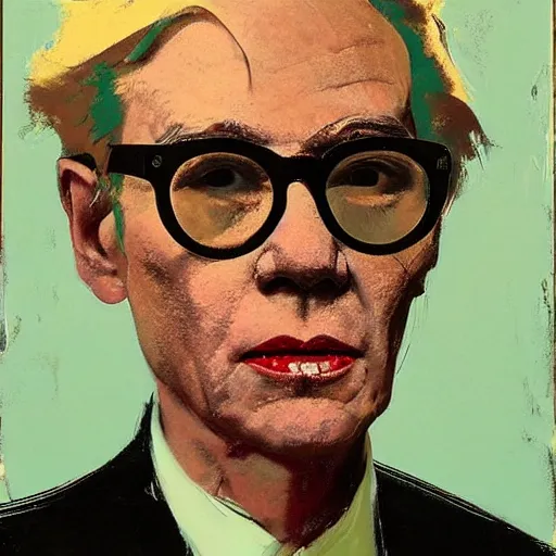 Image similar to ( ( ( portrait ) ) ) by jonathan yeo!!!!! of andy warhol