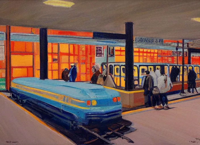 Image similar to painting of a new york subway station by wayne thiebaud