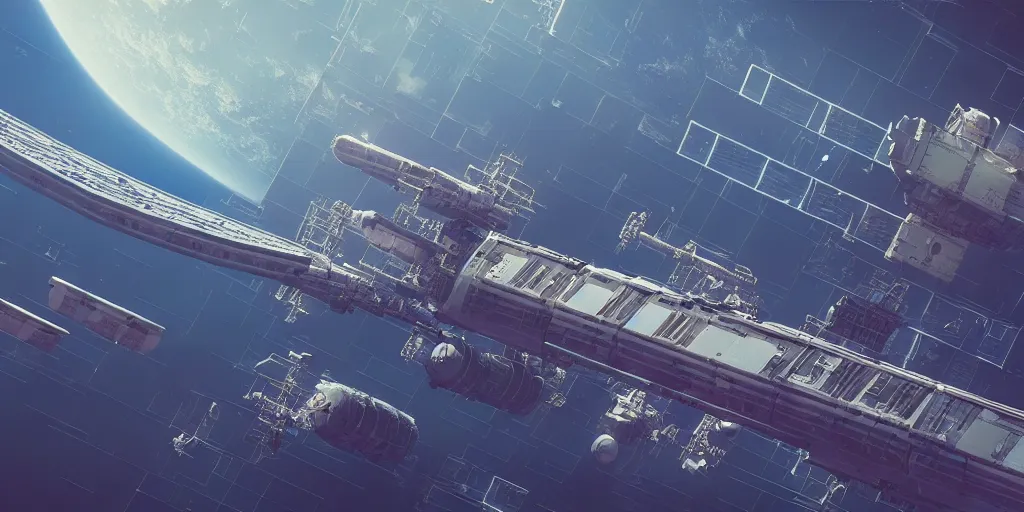 Prompt: wide angle shot of a solitary space station, huge gargantuan scale, tiny ships docking, science fiction render highly detailed and intricate, 8 k octane render, chromatic aberration