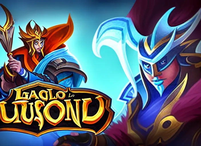 Image similar to logo for a game called'duelio ', style of hearthstone and league of legends, logo concept, fantasy, fun