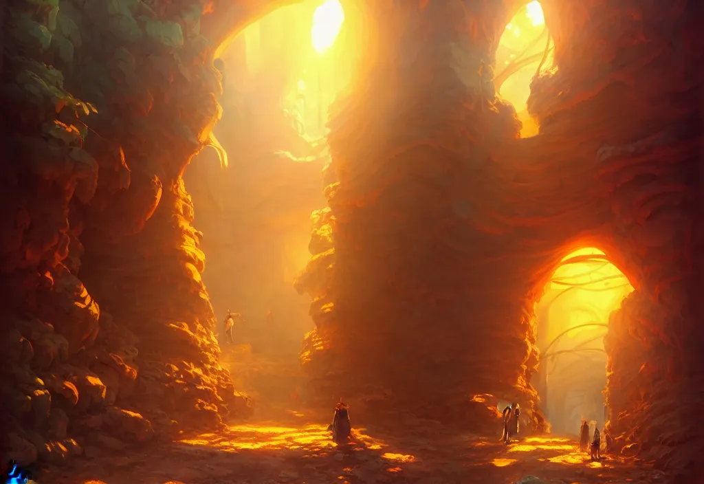 Prompt: underground mine tunnel, golden hour, intricate oil painting, high detail illustration, sharp high detail, manga and anime 1 9 9 9, official fanart behance hd artstation by jesper ejsing and makoto shinkai, 4 k,