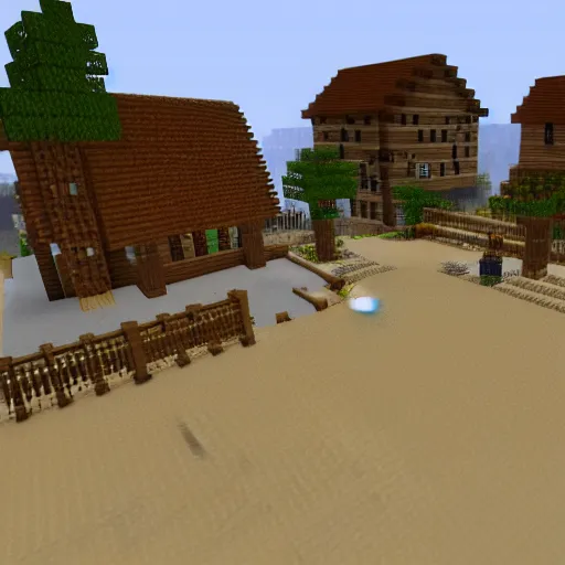 Image similar to an old western town in Minecraft