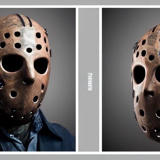 Image similar to professional photography of jason voorhees, modelsociety, raytracing, studio lighting, perfect face, intricate, sony a 7 r iv, symmetric balance, polarizing filter, photolab, lightroom, 4 k, dolby vision, photography award