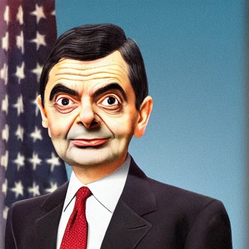 Prompt: Mr Bean presidential portrait