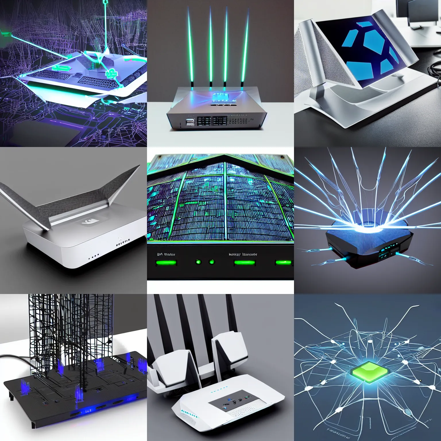 Prompt: a futuristic network router