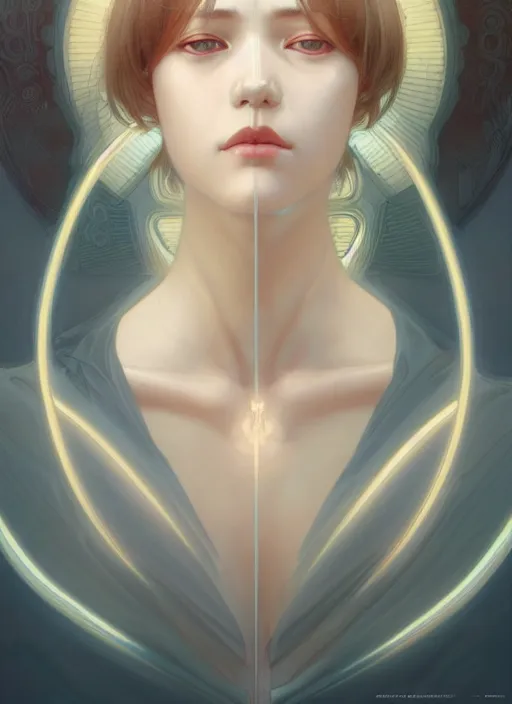 Image similar to symmetry portrait of ayanami rei, intricate, elegant, highly detailed, digital painting, artstation, concept art, smooth, sharp focus, illustration, art by artgerm and greg rutkowski and alphonse mucha, 8 k