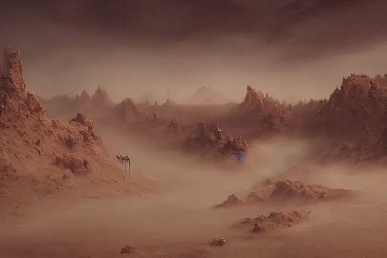 Prompt: ews shot of a beautiful sandstorm overthrowing a large municipality, shot by jimmy nelson and greg rutkowski, trending on artstation, artstation photorealism, cgsociety contest winner, photorealistic details, intricately defined, complexly detailed, reddishly dusty atmosphere, red lighting, 4 k