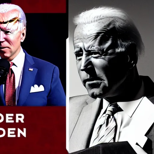 Image similar to joe biden with laser eyes and a dark background