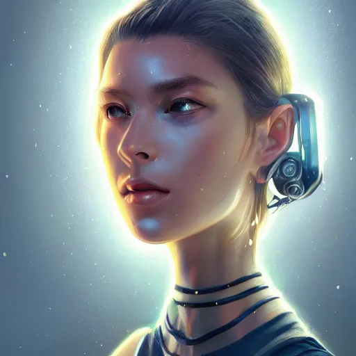 Image similar to [ important ] beautiful futuristic girl, diffuse lighting, fantasy, intricate, highly detailed, lifelike, photorealistic, digital painting, artstation, illustration, concept art, smooth, sharp focus