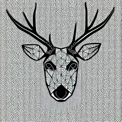 Prompt: geometric polygon deer illustration,