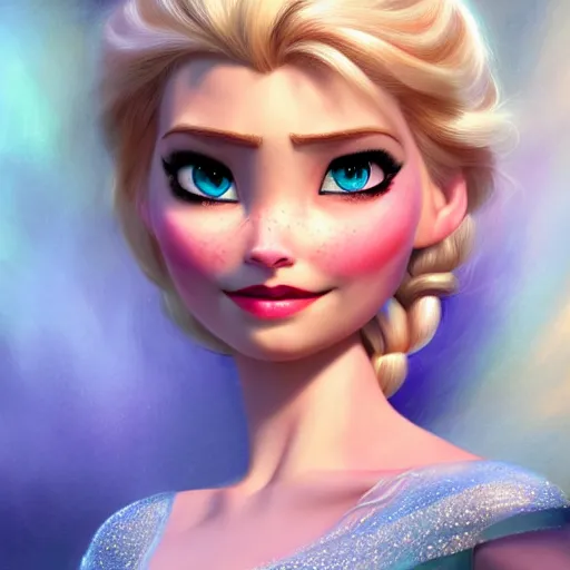 Prompt: Elsa from Frozen, long-shot, fantasy, medieval, vivid colors, elegant, concept art, sharp focus, beautiful face, digital art, Hyper-realistic, 4K, Unreal Engine, Highly Detailed, HD, Dramatic Lighting by Brom, trending on Artstation