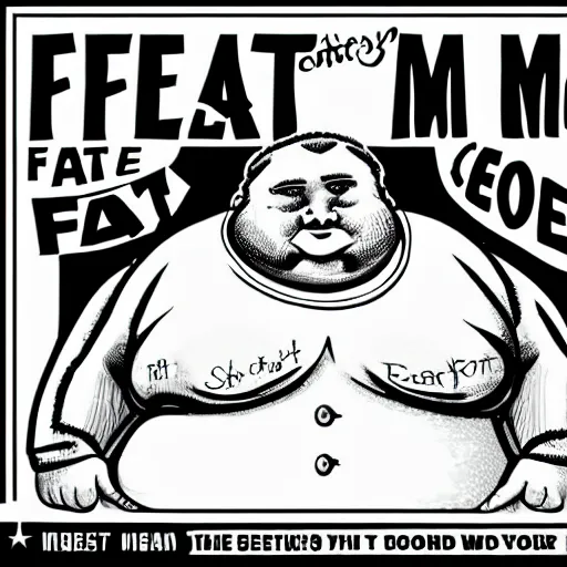 Image similar to fat man we respect you a lot fat man, snake oil CMO