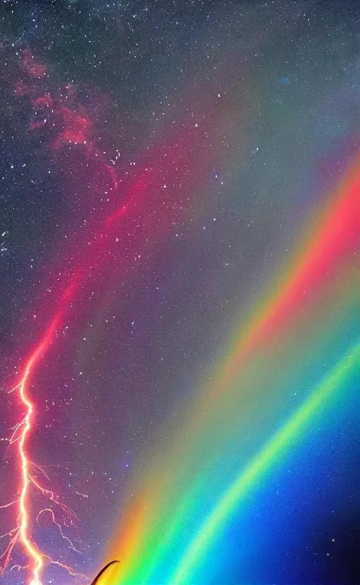 Prompt: galactic rainbow lightning water