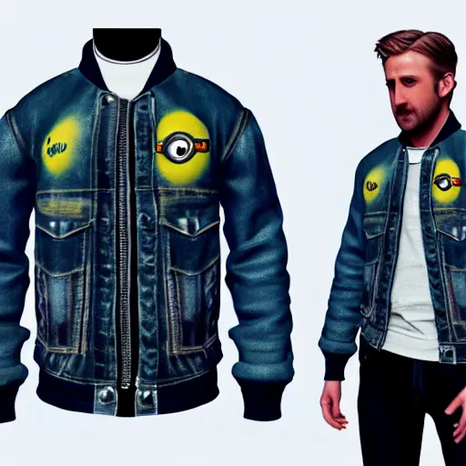 Image similar to minion in ryan gosling jacket from drive, unreal engine, ray tracing, detailed illustration, full hd, 4 k, realistic, highly detailed