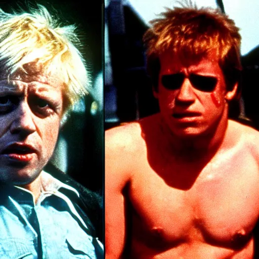 Image similar to Boris Johnson as the Terminator in The Terminator (1984)