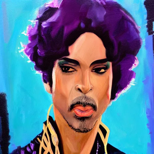 Image similar to a messy painting of Prince. Jealousy. Twin sisters. Trending on ArtStation