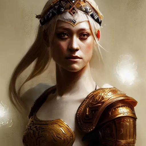 Prompt: Portrait of Olivia Taylor Dudley as a goddess Ruan Jia and Mandy Jurgens and Artgerm and william-adolphe bouguerea, white lighting, highly detailed, trending on artstation, award winning,