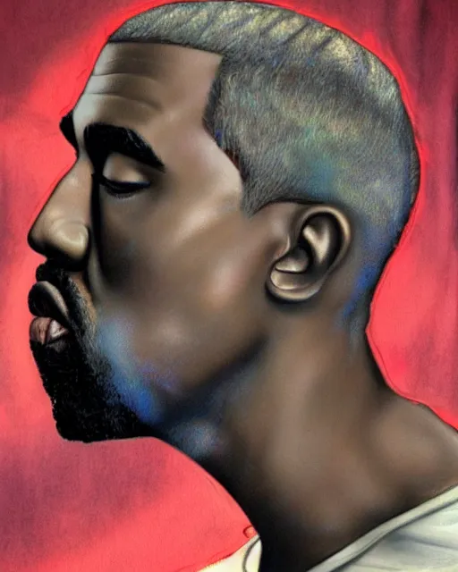 Image similar to kanye west, airbrush, drew struzan illustration art, key art, movie poster