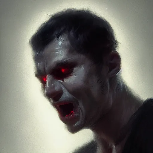 Prompt: UHD photorealistic Man signing his soul over to the devil, in the style of tonalism by Greg Rutkowski, trending on Artstation, hyperrealistic, correct details, symmetrical faces