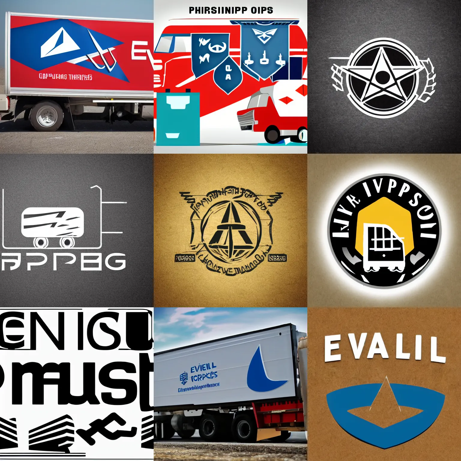 Prompt: evil shipping company logo logistics