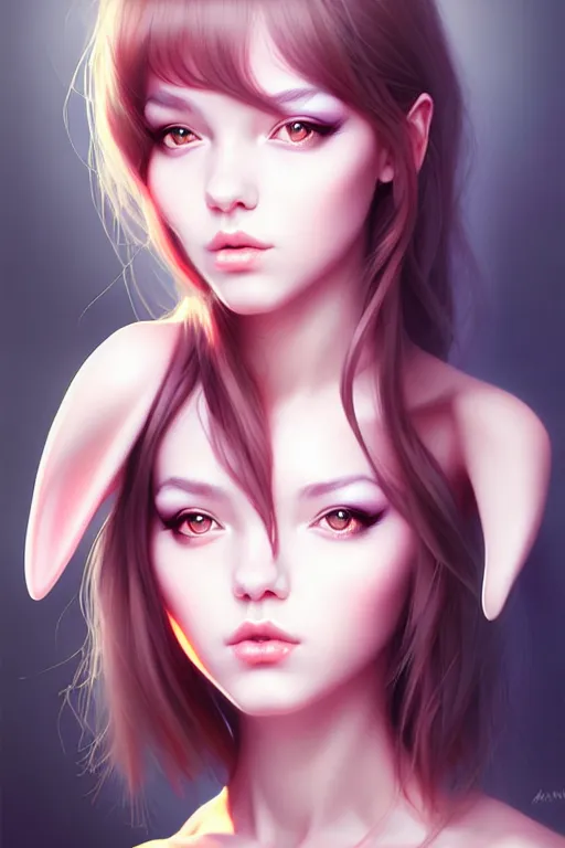 Prompt: rabbit girl portrait by Artgerm and WLOP