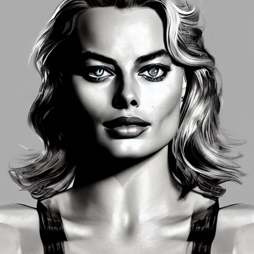 Prompt: beautiful margot robbie as a beautiful greek god in the sky, highly detailed, sexy look, detailed face, digital art, trending on artstation