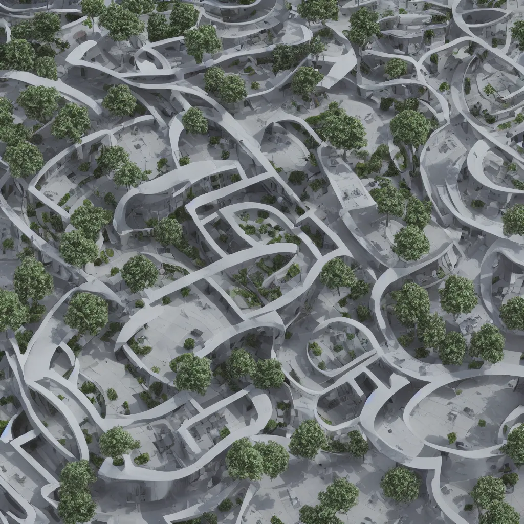 Image similar to visually seductive curvilinear mi architecture render