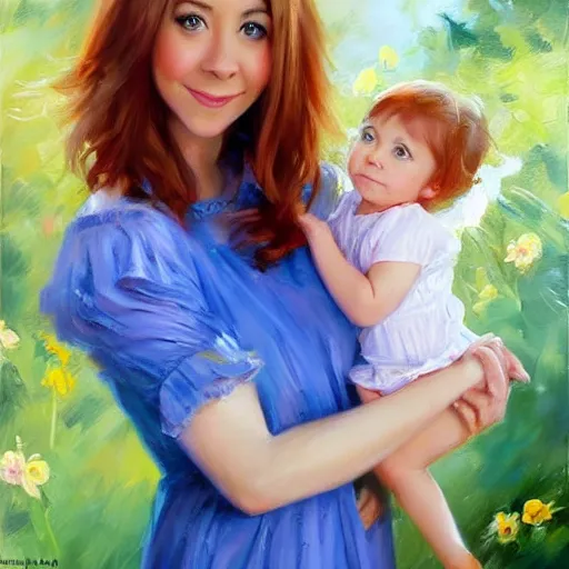 Prompt: lily aldrin, how i met your mother, alyson hannigan, painting by vladimir volegov