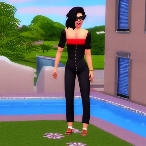 Image similar to a medium shot of madonna. snapshot from the sims