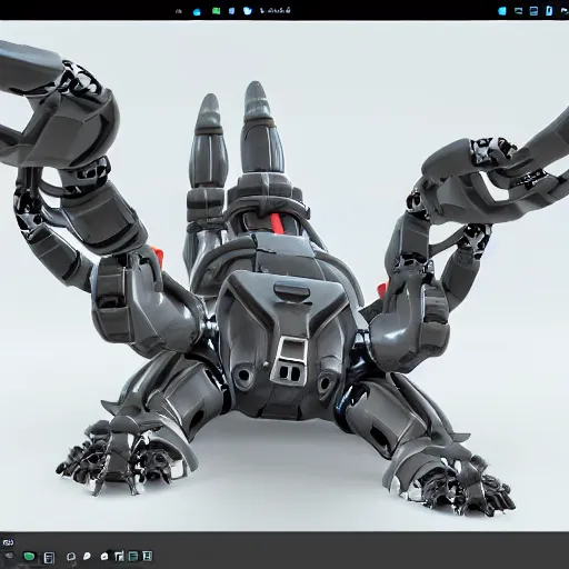 Image similar to hard surface, robotic platform, based on minimal surface, 6 claws, symmetric, unreal engine