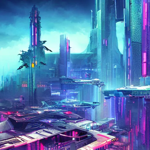 Image similar to Cyberpunk Atlantis