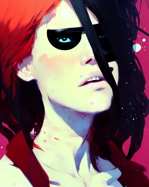 Image similar to a ultradetailed beautiful painting of a stylish woman with an eyepatch, by conrad roset, greg rutkowski and makoto shinkai trending on artstation