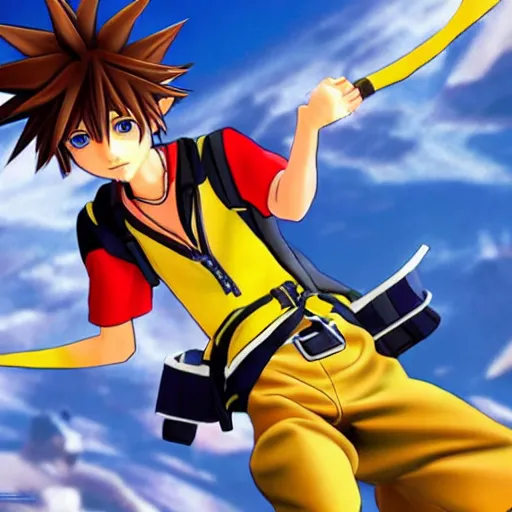 Image similar to sora from kingdom hearts as a character of neon genesis evangelion, hideaki anno