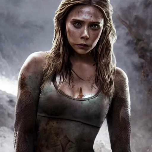 Prompt: Elizabeth Olsen as Tomb Raider