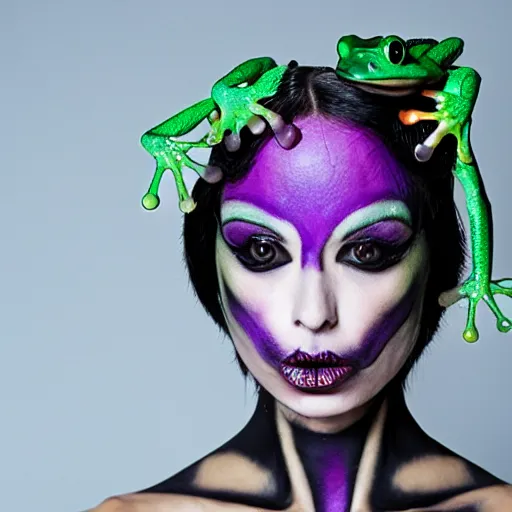 Image similar to a frog inspired by poison created by the make up artist hungry photographed by andrew thomas