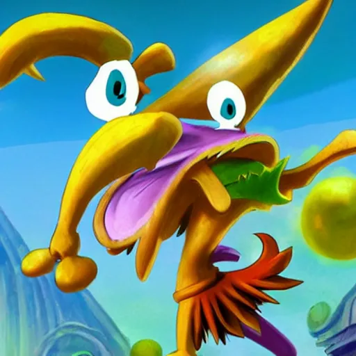 Image similar to rayman character, concept art