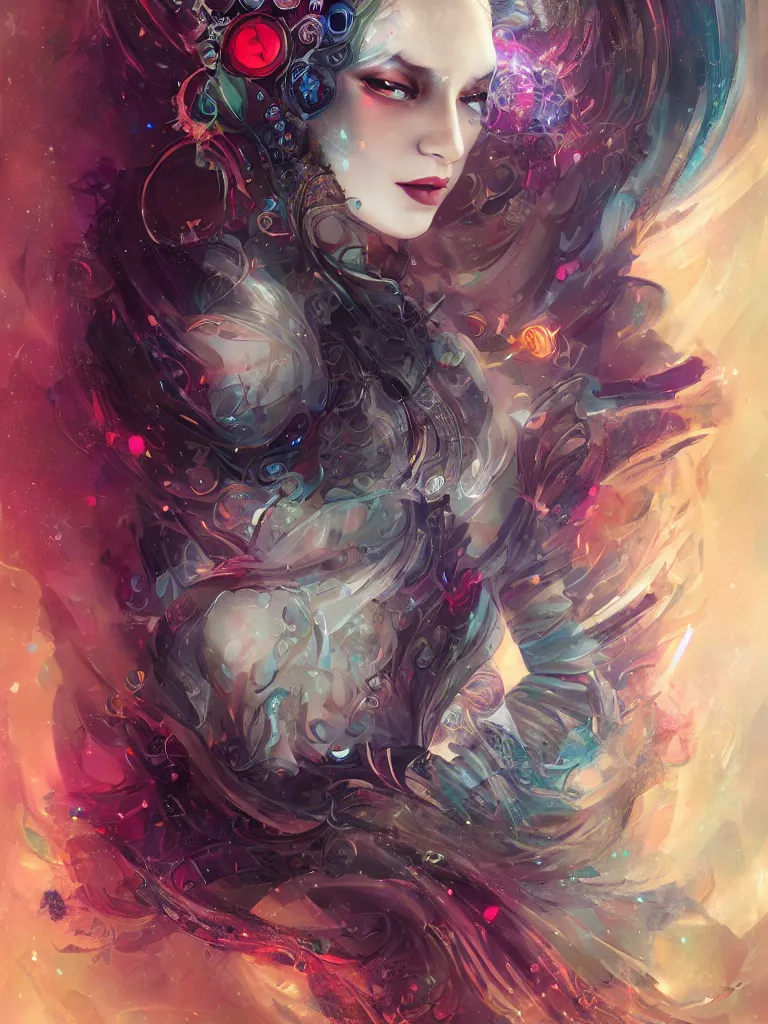 Image similar to realistic detailed image of zen mage, cyber sci - fi by anna dittmann, neo gothic, gothic, rich deep colors.