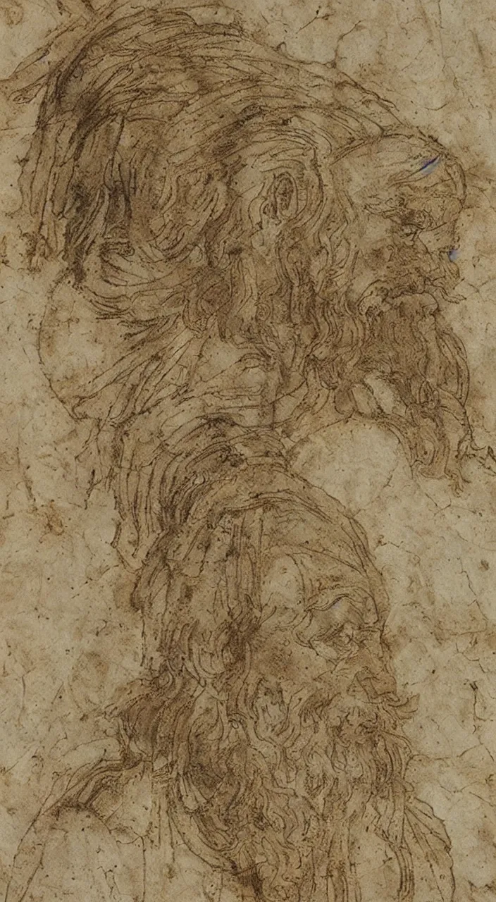 Image similar to leonardo da vinci sketches on sheet of old medival paper with stains and marks texture material