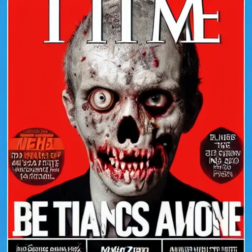 Image similar to TIME magazine presents a zombie as person of the year