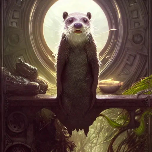 Prompt: A wizard otter, ultra realistic, concept art, intricate details, eerie, highly detailed, photorealistic, octane render, 8k, unreal engine, art by artgerm and greg rutkowski and alphonse mucha