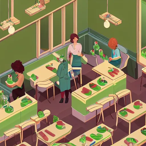 Image similar to cannabis cafe isometric fun style rendered by pixar, by ren hang