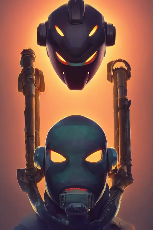 Image similar to epic mask helmet robot ninja portrait stylized as fornite style game design fanart by concept artist gervasio canda, behance hd by jesper ejsing, by rhads, makoto shinkai and lois van baarle, ilya kuvshinov, rossdraws global illumination radiating a glowing aura global illumination ray tracing hdr render in unreal engine 5