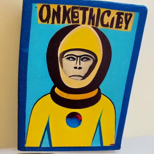 Image similar to 1960s space age astronaut monkey Byzantine religious icon