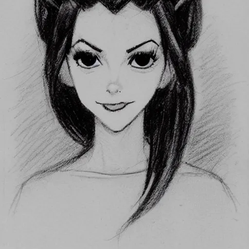 Image similar to milt kahl sketch of victoria justice with tendrils hair style as princess padme from star wars episode 3