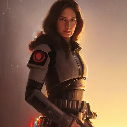 Image similar to portrait of a young woman by greg rutkowski, jaina solo, wearing the tactical gear of the galactic alliance, star wars expanded universe, she is about 1 6 years old, highly detailed portrait, digital painting, artstation, concept art, smooth, sharp foccus ilustration, artstation hq