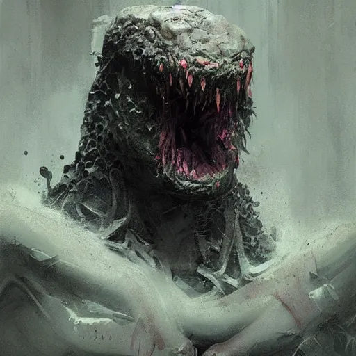 Prompt: disgusting sludge monster, portrait by greg rutkowski