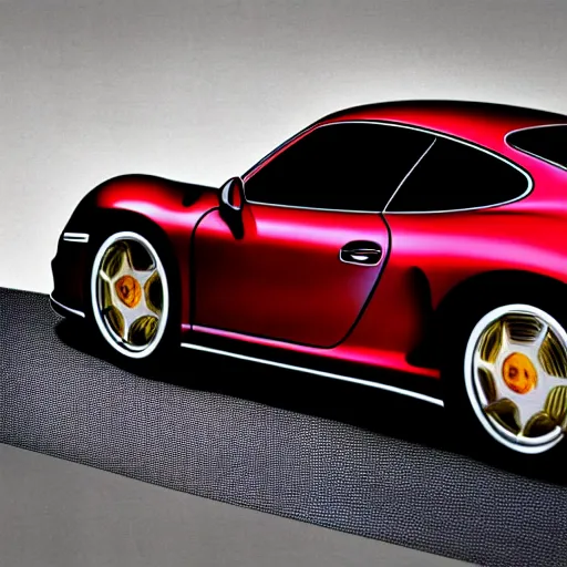 Prompt: illustrated realistic Porsche designed by Apple, backlit by rossdraws