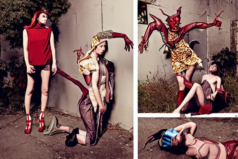 Prompt: fashion editorial photography in a world inspired by geoff darrow