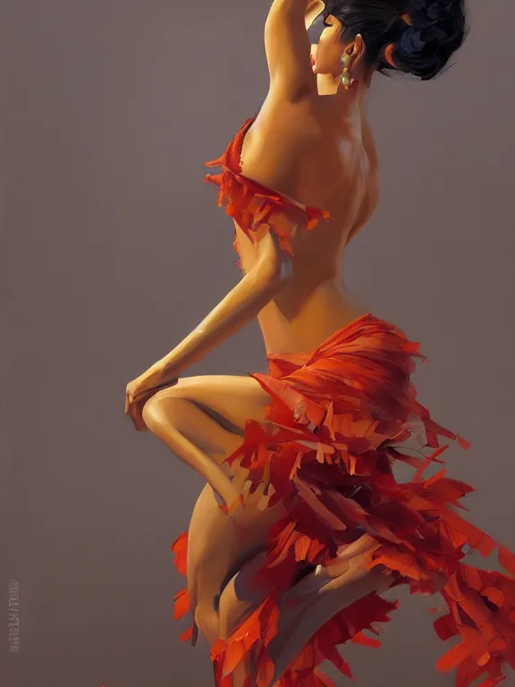 Image similar to an ultradetailed beautiful portrait painting of a girl as a columbian salsa dancer, side view, oil painting, high resolution, by ilya kuvshinov, greg rutkowski and makoto shinkai